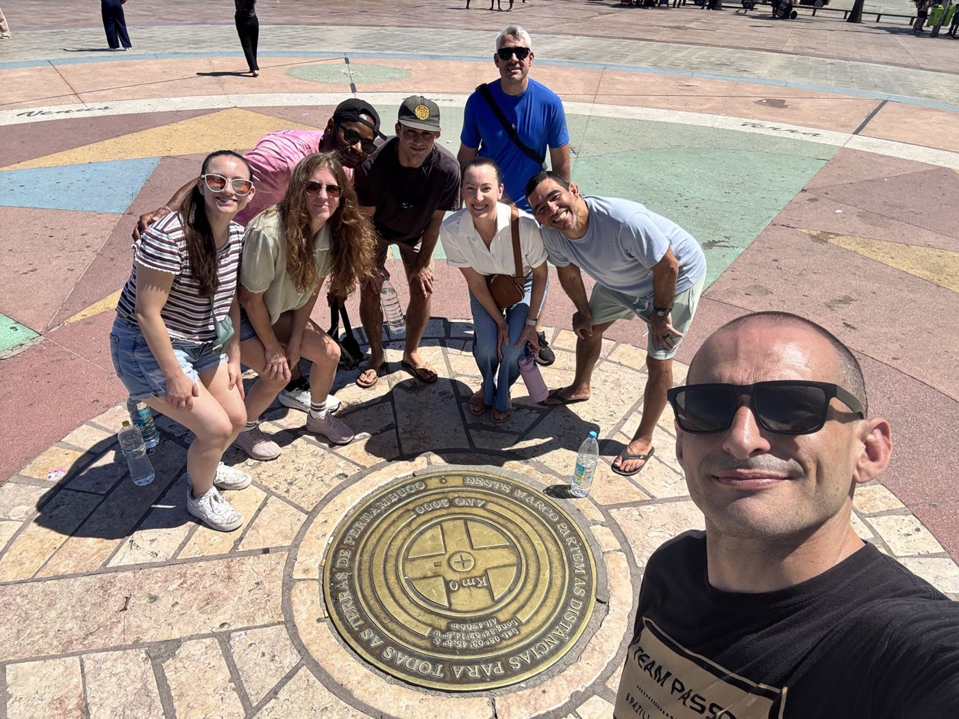 Professor Lou taking a selfie with the group at Marco Zero in Recife